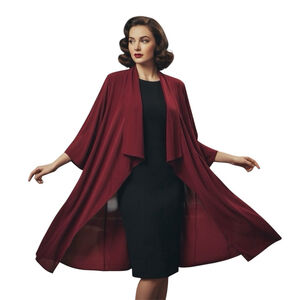 ZONDA NELLIS Vintage Open Front Duster Kimono Red XS Semi Sheer Art To Wear